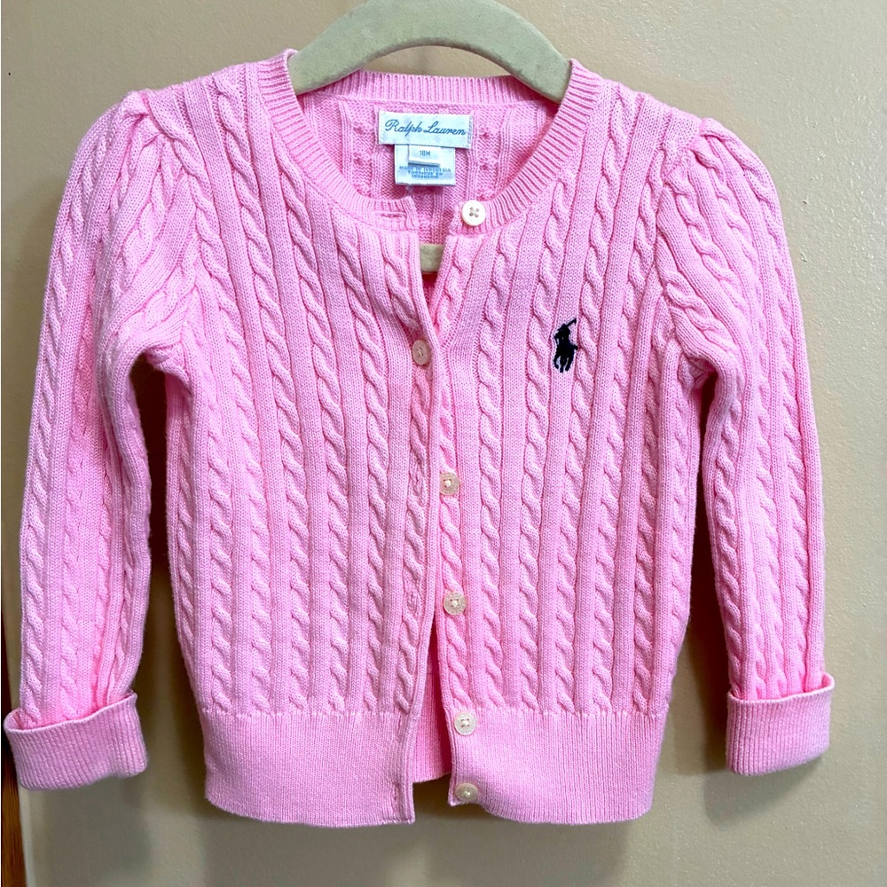 18M Ralph Lauren 100% Mini-Cable Cotton Cardigan